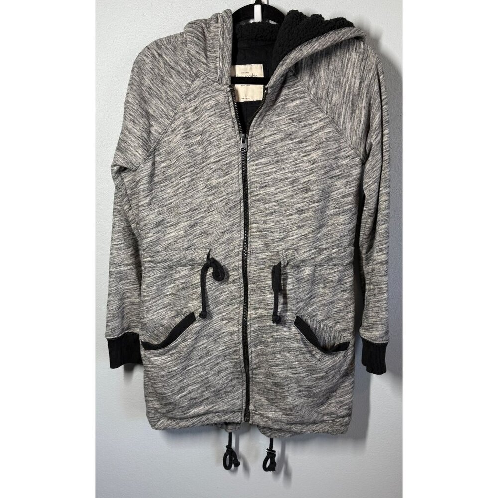 Abercrombie & Fitch Womens‎ Quilted Sherpa Hooded Jacket Small Gray Fall Winter